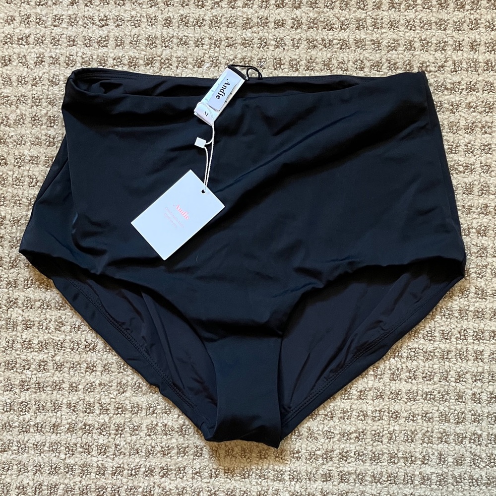 #42 Andie Women's Super High Waist Black Swim Bikini Bottom Medium